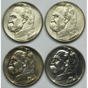 Zestaw, II RP, Piłsudski, 5 złotych 1935-1936 (4 szt.)
