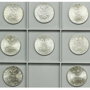 Set, Austria, 2 Schillings 1934-1937 (8 pcs)