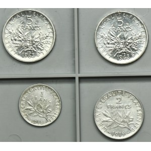 Set, France, Third Republic, 1-5 Francs 1919-1963 (4 pcs.)