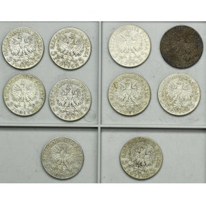 Zestaw, II RP, Głowa Kobiety, 5 złotych 1930-1932 (10 szt.)