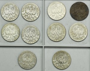 Set, Second Republic, Head of a Woman, 5 gold 1930-1932 (10 pieces).