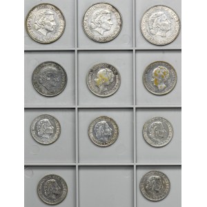Set, Netherlands, Juliana, 2 1/2 Gulden and 1 Gulden 1953-1963 (10 pcs.)