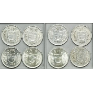 Set, Switzerland, Swiss Confederation, 5 Francs 1932-1967 (8 pcs.)