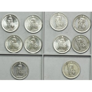 Set, Switzerland, Swiss Confederation, 2 Francs 1921-1967 (10 pcs.)