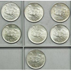 Súprava, Taliansko, Talianska republika, 500 lír 1961 (7 kusov).