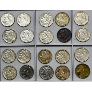 Zestaw, II RP, Piłsudski, 5 złotych 1934-1936 (20 szt.)