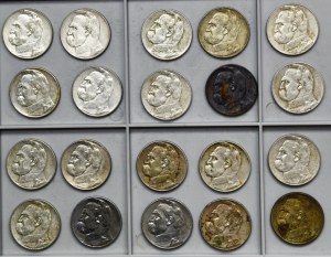 Zestaw, II RP, Piłsudski, 5 złotych 1934-1936 (20 szt.)