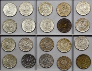 Zestaw, II RP, Piłsudski, 5 złotych 1934-1936 (20 szt.)