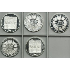 Set, Austria, 100 Schillings 1976-1979 (5 pcs.)