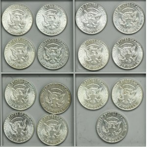 Set, USA, 1/2 Dollar 1964-1967 (15 psc.)