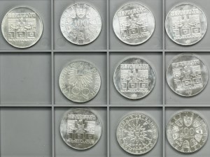 Set, Austria, 100 Schillings 1975-1979 (10 pcs.)