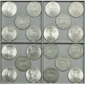 Ensemble, Autriche, 10 Shillings 1957-1973 (20 pièces).