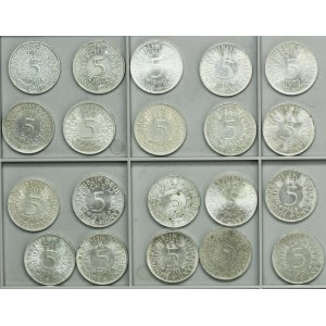 Set, Germany, FRG, 5 Mark 1958-1974 (20 pcs.)