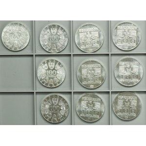 Set, Austria, 100 Schillings 1975-1979 (10 pcs.)