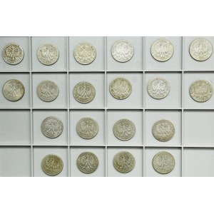 Zestaw, II RP, Głowa kobiety, 5 złotych 1928-1939 (20 szt.)