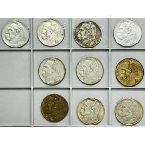 Zestaw, II RP, Piłsudski, 10 złotych 1934-1939 (10 szt.)