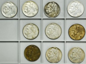 Zestaw, II RP, Piłsudski, 10 złotych 1934-1939 (10 szt.)