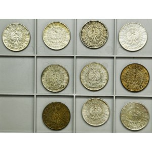 Zestaw, II RP, Piłsudski, 10 złotych 1934-1939 (10 szt.)