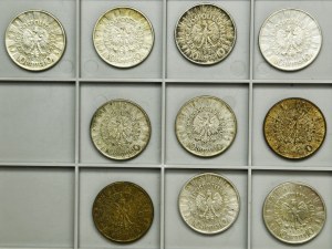 Zestaw, II RP, Piłsudski, 10 złotych 1934-1939 (10 szt.)