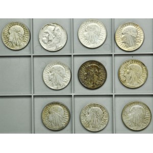 Zestaw, II RP, Głowa Kobiety, Piłsudski, 10 złotych 1932-1935 (10 szt.)