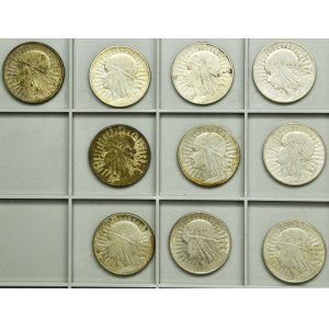 Zestaw, II RP, Głowa Kobiety, 10 złotych 1932-1933 (10 szt.)