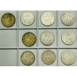 Zestaw, II RP, Głowa Kobiety, 10 złotych 1932-1933 (10 szt.)