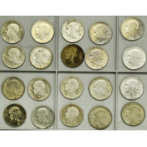 Zestaw, II RP, Głowa kobiety, 5 złotych 1932-1934 (20 szt.)