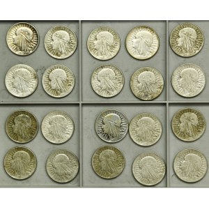 Zestaw, II RP, Głowa kobiety, 5 złotych 1932-1934 (20 szt.)