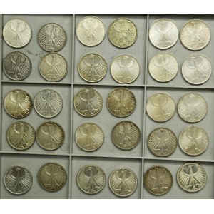 Set, Germany, FRG, 5 Mark 1951-1974 (30 pcs.)