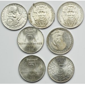 Set, Germany, FRG, 5 Mark 1967-1971 (7 pcs.)