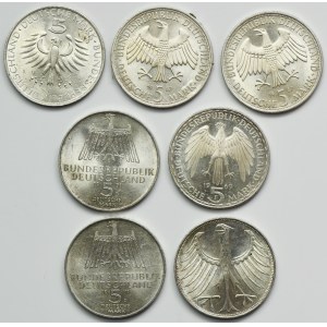 Set, Germany, FRG, 5 Mark 1967-1971 (7 pcs.)