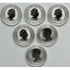Set, Australia, Elizabeth II, 1 Dollar 2023-2024 (6 pcs.) - Kangur