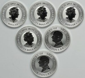 Set, Australia, Elizabeth II, 1 Dollar 2023-2024 (6 pcs.) - Kangur