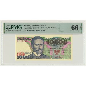 10.000 PLN 1987 - S - PMG 66 EPQ