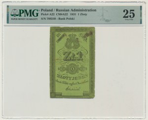 1 złoty 1831 - Łubieński - PMG 25 - cienki papier - RZADKIE