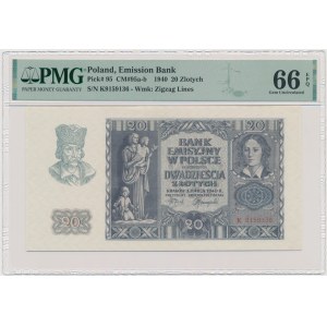 20 zlatých 1940 - K - PMG 66 EPQ