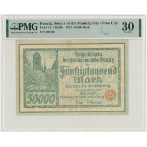 Dantzig, 50.000 marks 1923 - num. 6 chiffres de ❊ - PMG 30