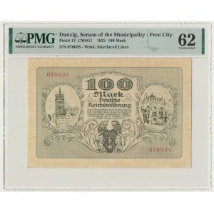 Danzig, 100 Mark 1922 - PMG 62