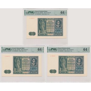 Ensemble, 50 or 1941 - D - PMG 64 EPQ (3 pièces) - numéros consécutifs