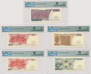 Satz, £100-10.000 1982-89 - PMG 58 EPQ-66 EPQ (5 Stück).