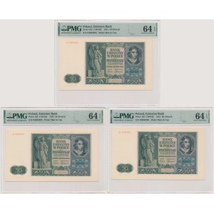 Set, 50 oro 1941 - D - PMG 64 EPQ (3 pezzi) - numeri consecutivi