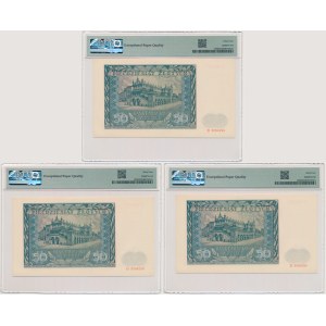 Set, 50 oro 1941 - D - PMG 64 EPQ (3 pezzi) - numeri consecutivi