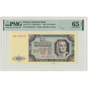 20 or 1948 - GW - PMG 65 EPQ - papier rayé