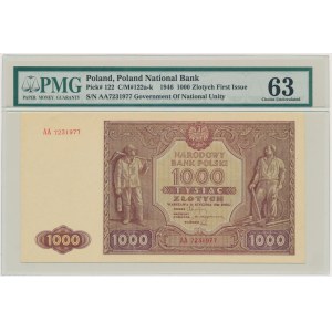 1.000 złotych 1946 - AA - PMG 63