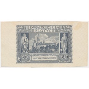 20 złotych 1940 - bez poddruku, oznaczenia serii i numeracji -