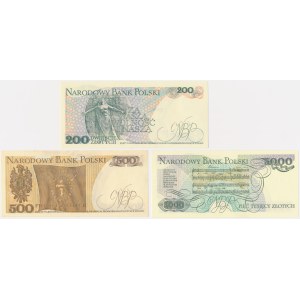 Set, 200-5,000 zl 1982-88 (3 pieces).