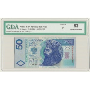 50 zloty 1994 - AB - GDA 53 - rare series
