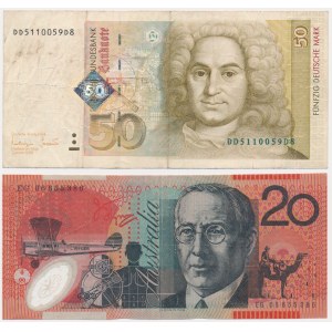 Set, Germany, 50 marks 1996 and Australia, 20 dollars 2002 (2 pcs.)