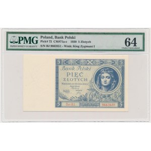 5 złotych 1930 - Ser.BJ. - PMG 64