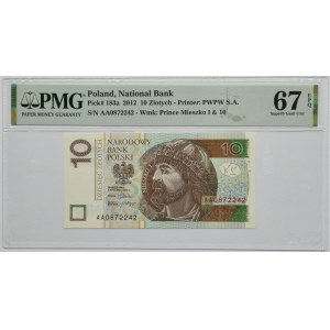 10 złotych 2012 - AA - PMG 67 EPQ
